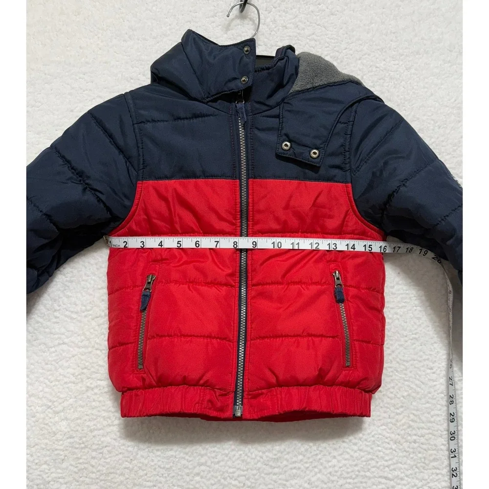 OshKosh B'gosh‎ Kids Puffer Jacket Size M 5-6 Red Navy Blue Hooded